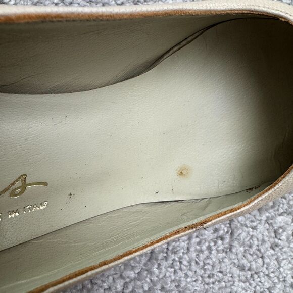 Ervins Zuane Vintage 70's Leather Stacked Block Heels Pumps Womens 5B Beige Work - Picture 10 of 14